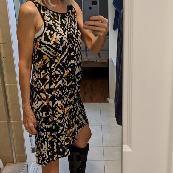 Walter Baker W118 Black Print Asymmetrical Dress M - Picture 2 of 15